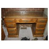 Wooden Desk with Glass top; 9 drawers