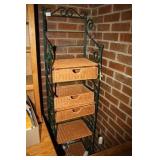 Wicker and Metal Shelf with basket drawers