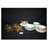Brass Candle Holders; Teacups (aisian enspired)