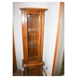 Wooden Display Case with Light and Glass shelves