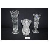 Crystal Vases; Snowflake Pattern 3.25" dia.