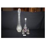 Crystal Vase; Crystal Bird bell; Silver-tone Bells