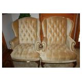 Wingback Chairs(2); Crème velour feel material