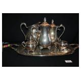 Suffolk SilversmithsSilvertone tea setTray,Teapots