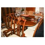 Wooden Dining Table with 2 Leafs-8 Chairs