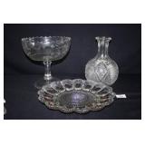 Pedastal bowl; Round Vase w/long neck; egg plate