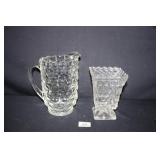 American Fostoria Pitcher and Vase;No Cracks/chips