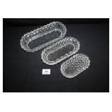Oblong Oval Relish Trays (3) American Fostoria