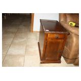 Wooden Side Table w/storage; Plugs into wall
