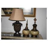 Table Lamp-Decorative Urns with Fleur De Lis Lids