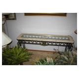 Sofa Table; Metal Base; stone accent; Glass top