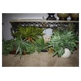 Decorative Silk Plants and Flowers; Brass Base etc