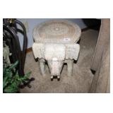 Elephant Plant stand-Wood w/raised white paint