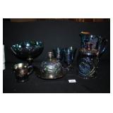 Imperial Blue Irridescent Glass items (8 total)