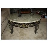 Round Coffee Table with Marble like top;metal legs