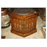 Hexagonal Shaped Side Table-Wood with glass top
