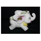 Lefton Pink Elephant Piggy bank; Pearls, flowers