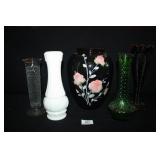 Flower Vases; 5-White; Green; Black; Amber