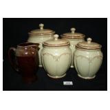 Canister Set-Light Brown in color; Brown Pitcher
