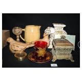 Home Décor-Elephant;Birds; Red Plate/Glass; Box