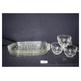Glass Luncheon Plates (4) Matching Cups(3)
