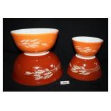 Pyrex Bowl Set (4); Orange tones w/wheat pattern