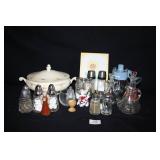 Salt and Pepper sets; Painted tile; Covered Dish