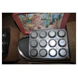 Metal Pans; Cupcake tins, Painted tray