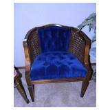 Occasional Chair; Blue Velvet Upholstery;