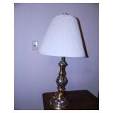 Lamp w/Brass Like Base & Enameled Design;