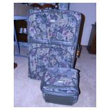 Floral Tapestry Suit Case & Overnight Bag;