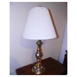 Lamp w/Brass Like Base & Enameled Design;