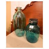 Blue Glass Vase & Container; 1-15"h.; 1-10