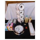 Bathroom Items; Toilet Tissue Holder; Clock;