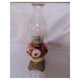 Antique Kerosene Lamp w/Floral Décor;