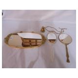 Vanity Mirrors w/ 2 Vanity Trays; Brass Bell;