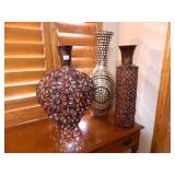 Large Vases-(3); Metal w/Jewel Like Embellishments
