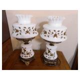 Hurricane Lamps-(2) Decorative Floral; 19"h.;