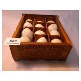 12 Stone(marble-like)Eggs in wooden crate
