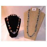 Beaded Necklaces w/Blu tones (2)