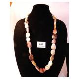 Stone Look Long Necklaces(2);Pinks/Turquoise color