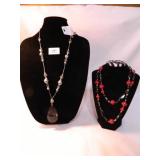 Long Silver/Clear style Pendant Necklace/Earrings