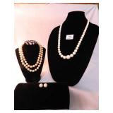 Pearl Like Double Strand Necklace Large Pinkish