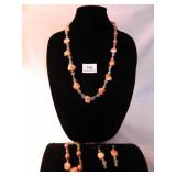 Orange Irridescent Stone Necklace/Bracelet/Earring