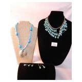 Turquoise Like Stone Jewelry; Irridescent Pendant