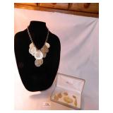 Gold tone teardrop hanging pieces;earrings match