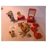 Gold Tone Brooch with Red stones; Valentines