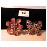 Butterefly Brooch; Flower Brooch; Various colors