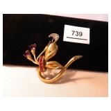 Sandor Vintage Pin w/purple,red, diamondlikestones