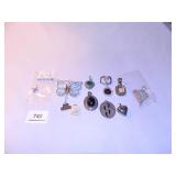 Silver Tone Pendants-butterfly glass; Red Stone